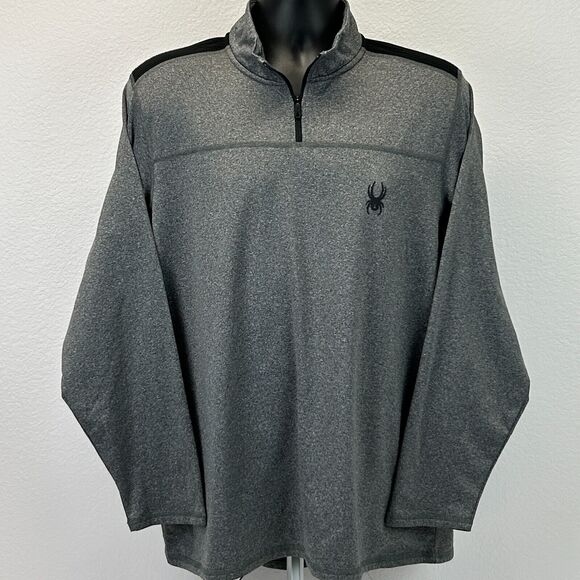 Spyder Active Pro Web 1/4 Zip T Shirt Mens X-Large Long Sleeve Base Layer Gray - Picture 2 of 8